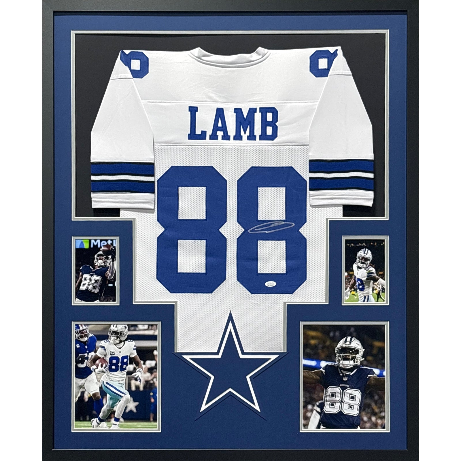 Ceedee Lamb Signed Framed White Jersey JSA Autographed Dallas Cowboys