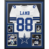 Ceedee Lamb Signed Framed White Jersey JSA Autographed Dallas Cowboys