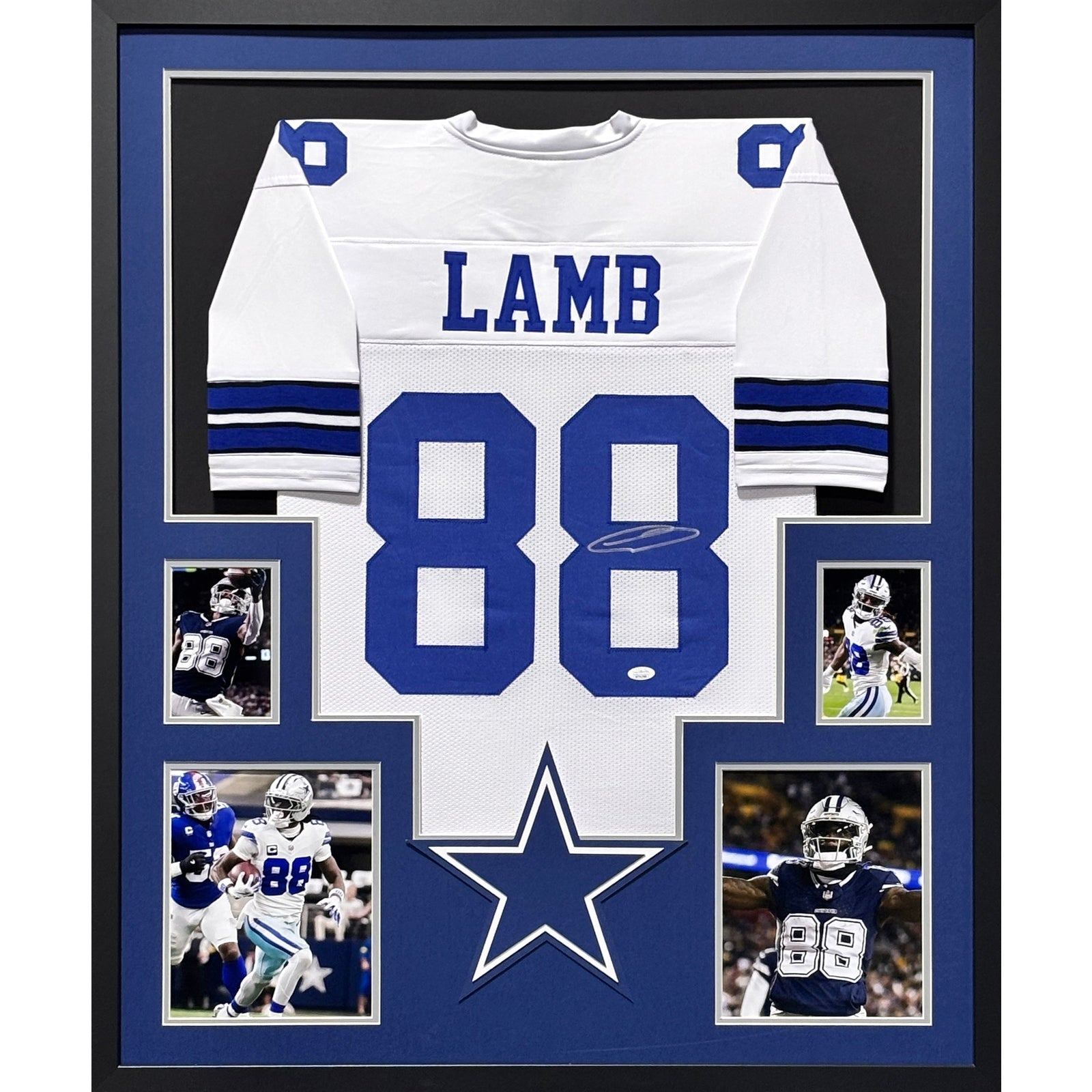 Ceedee Lamb Signed Framed White Jersey JSA Autographed Dallas Cowboys