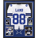 Ceedee Lamb Signed Framed White Jersey JSA Autographed Dallas Cowboys