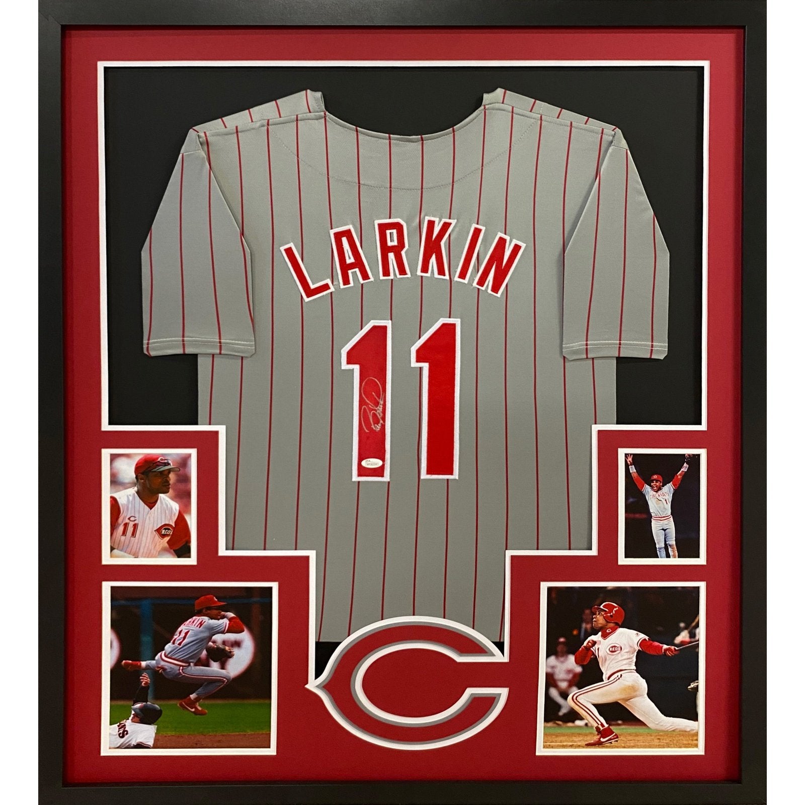 Barry Larkin Signed Framed Jersey JSA Autographed Cincinnati Reds