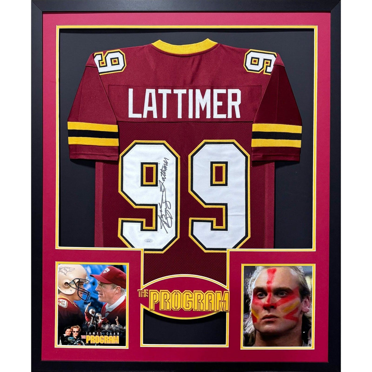 Lattimer Framed Movie Jersey JSA Autographed The Program Signed 2P