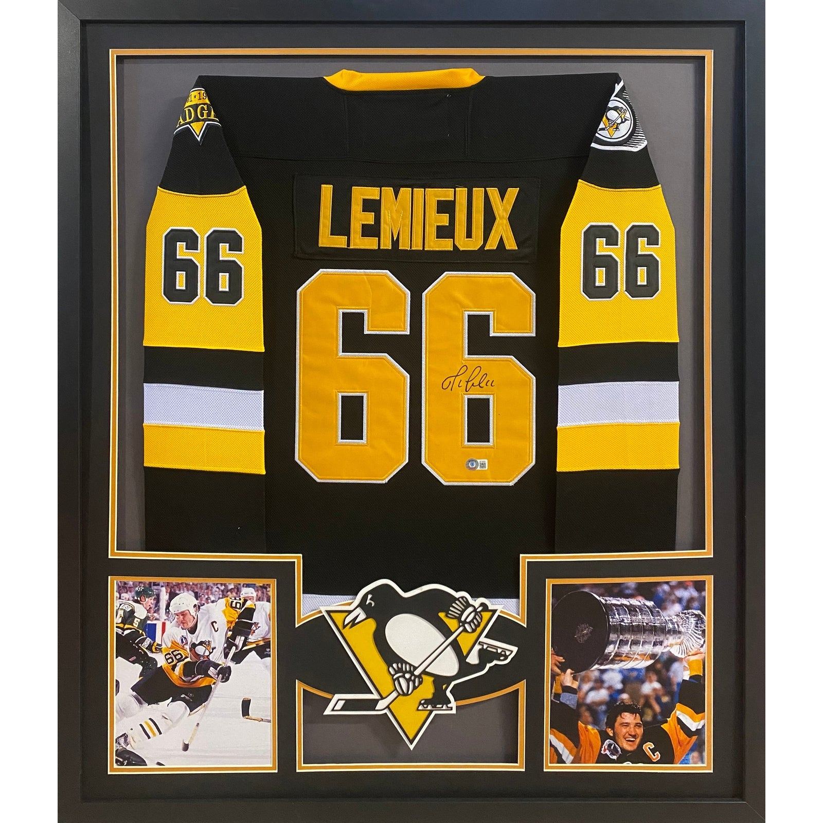 Mario Lemieux Framed White Jersey PSA/DNA Autographed Signed Penguins