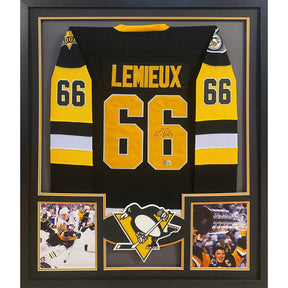 Mario Lemieux Framed White Jersey PSA/DNA Autographed Signed Penguins