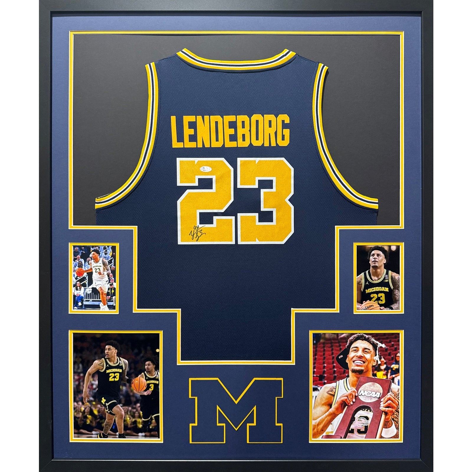 Yaxel Lendeborg Signed Framed Jersey JSA Autographed Michigan