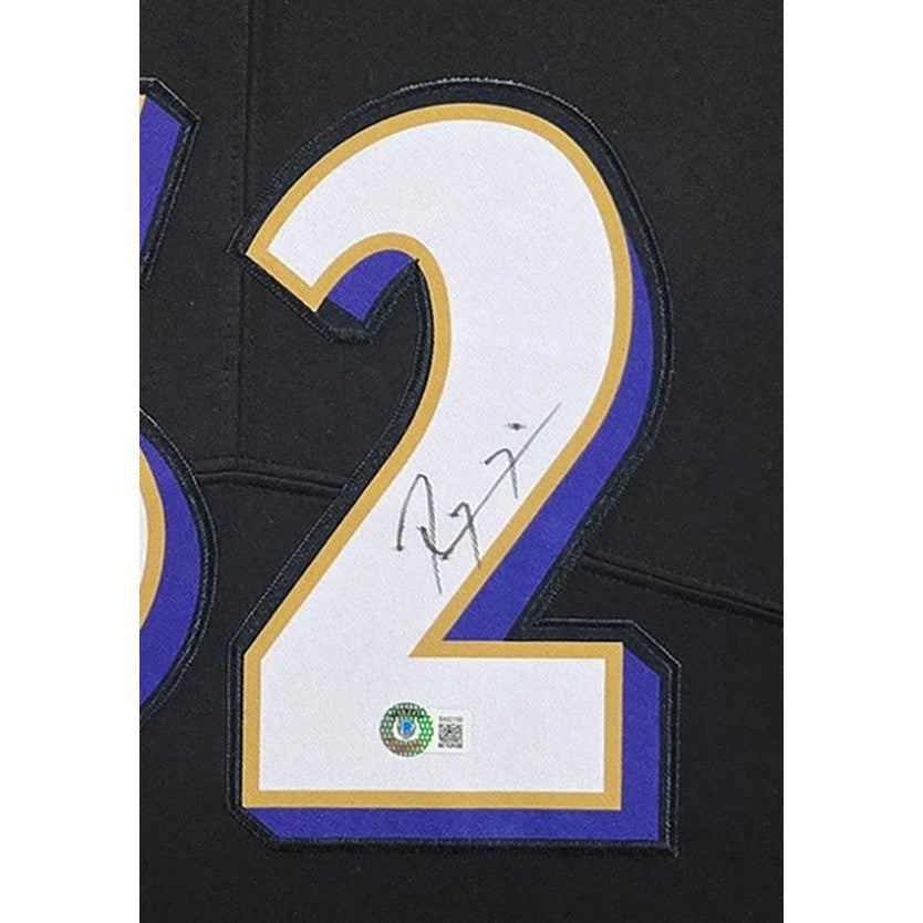 Ray Lewis Framed Black Jersey Beckett Autographed Signed Baltimore Ravens