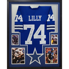 Bob Lilly Signed Framed Blue Jersey Beckett Autographed Dallas Cowboys