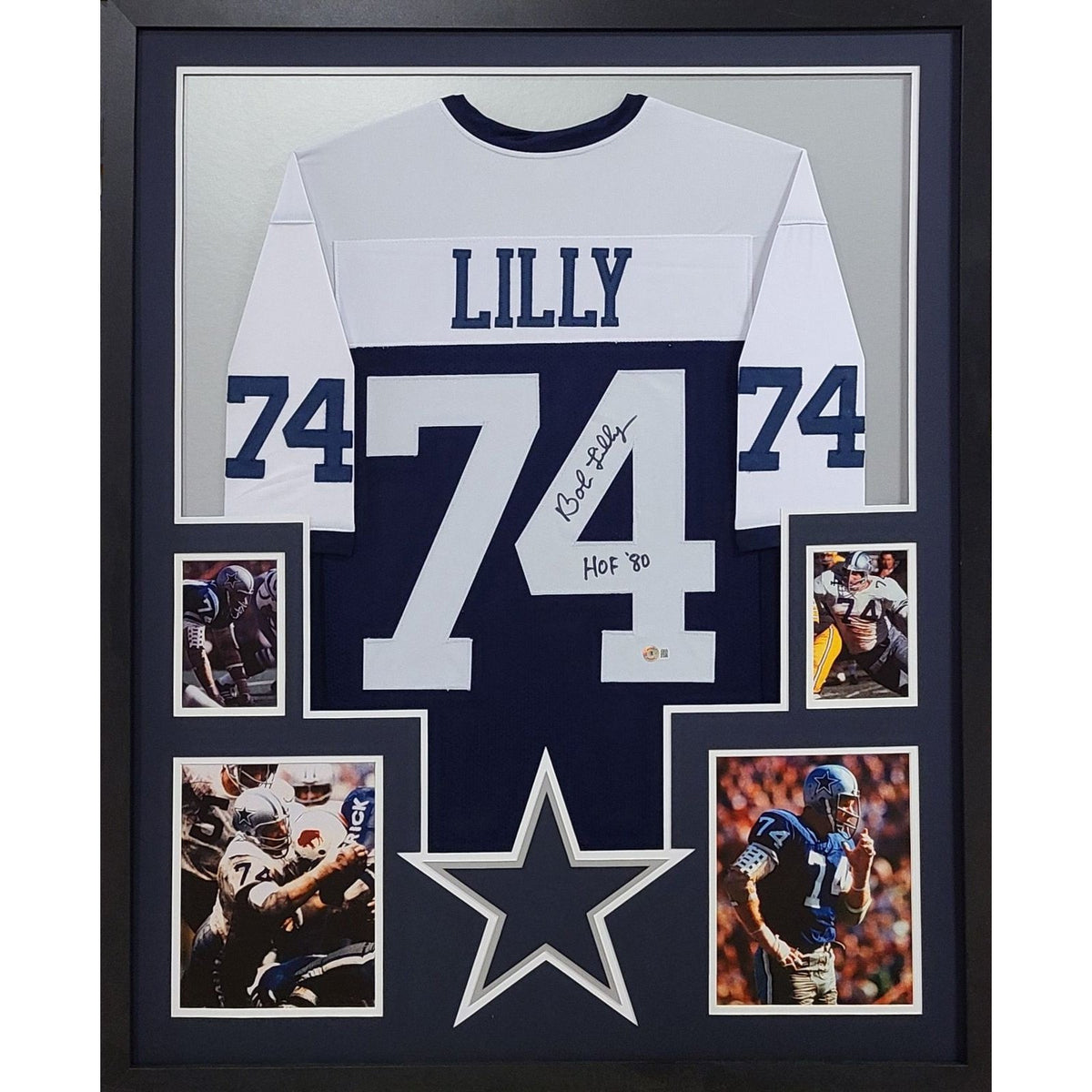 Bob Lilly Signed Framed Thanksgiving Jersey Beckett Autographed Dallas Cowboys