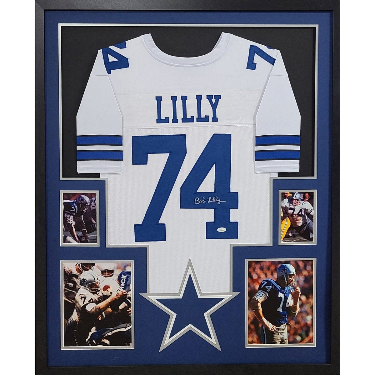 Bob Lilly Signed Framed White Jersey JSA Autographed Dallas Cowboys