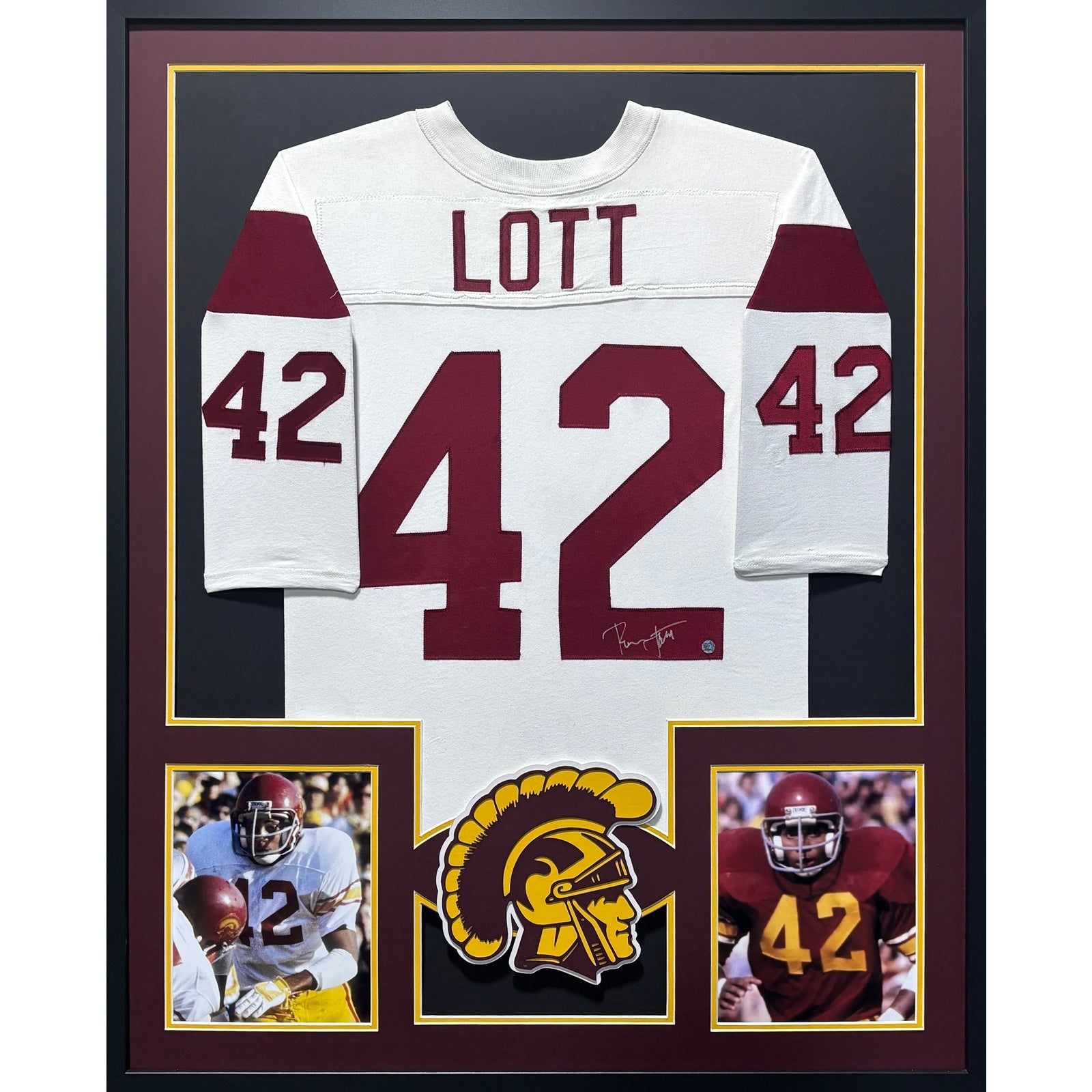 Ronnie Lott Framed Signed White Jersey GTSM Autographed USC