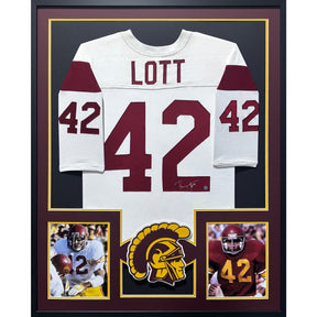 Ronnie Lott Framed Signed White Jersey GTSM Autographed USC