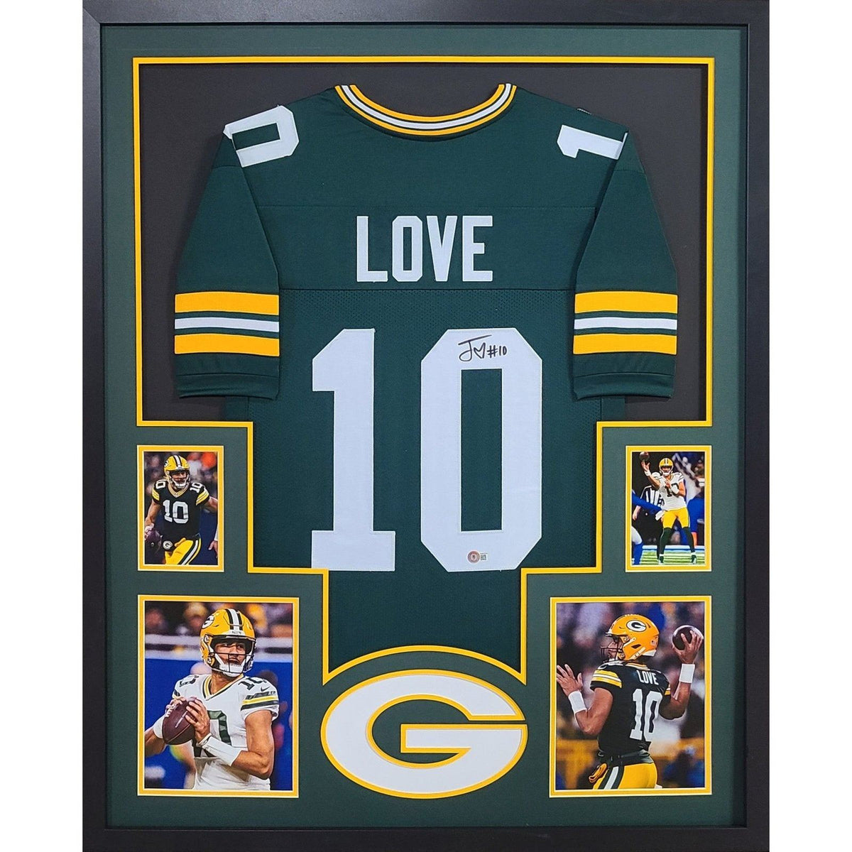 Jordan Love Framed Signed Jersey Beckett Autographed Green Bay Packers 4P