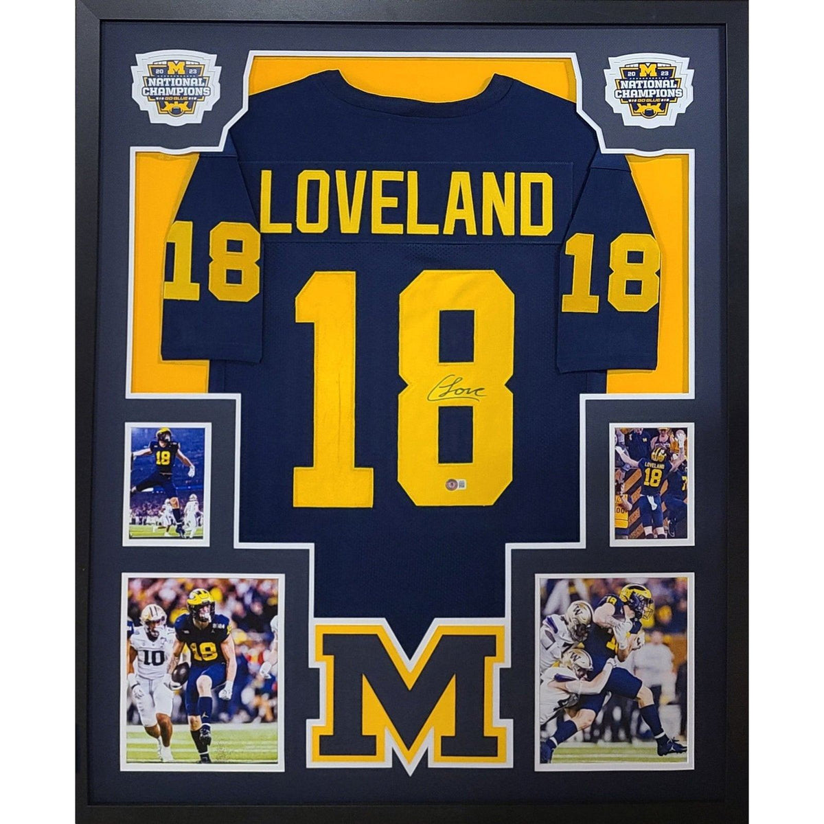 Colston Loveland Framed Signed Michigan Jersey Beckett Autographed Nat Champ