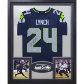 Marshawn Lynch Framed Navy Jersey Fanatics Autographed Signed Seahawks