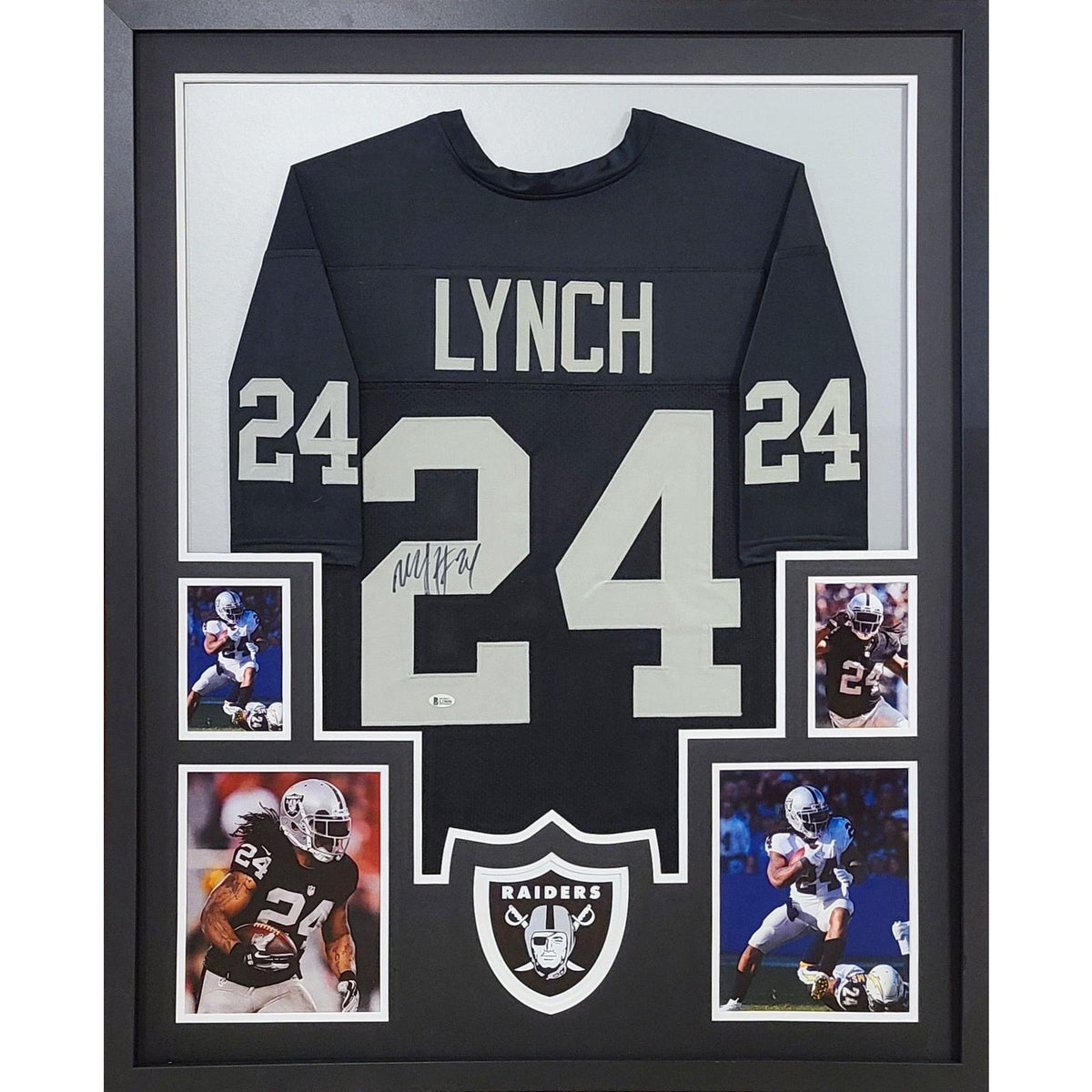 Marshawn Lynch Framed Navy Jersey PSA/DNA Autographed Signed Raiders