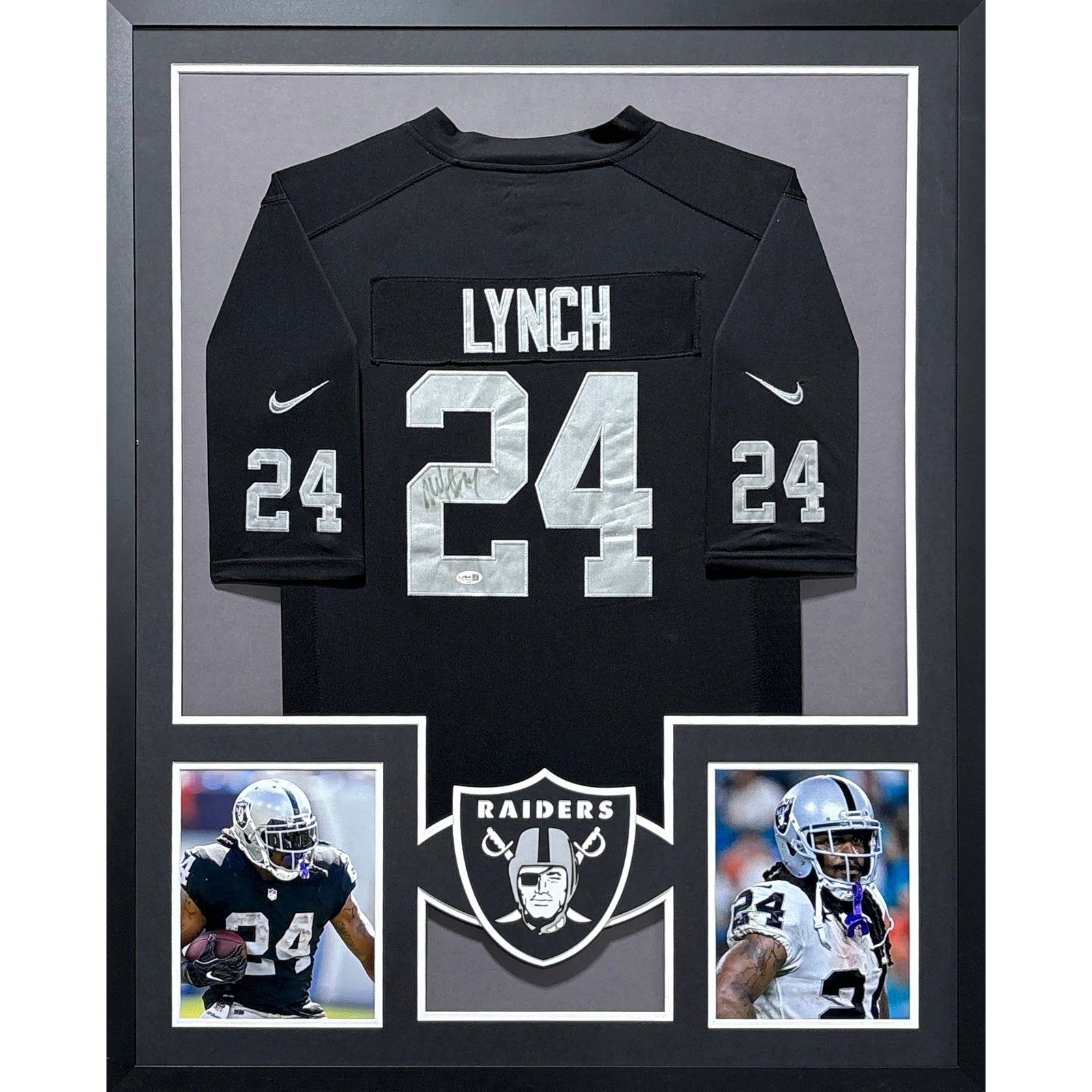 Marshawn Lynch Framed Jersey JSA Autographed Signed Raiders