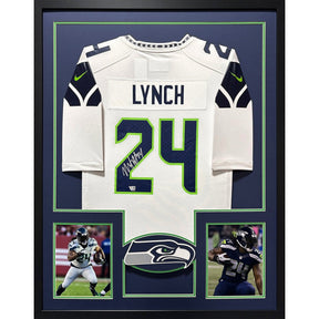 Marshawn Lynch Framed White Jersey Fanatics Autographed Signed Seahawks
