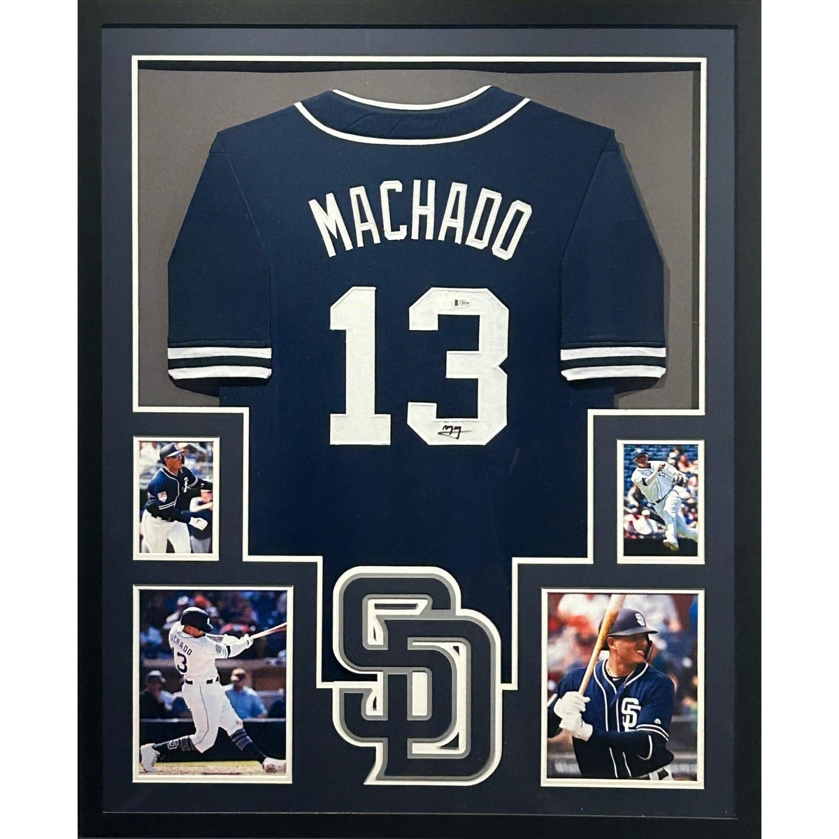 Manny Machado Framed Navy Jersey Beckett Autographed Signed San Diego Padres