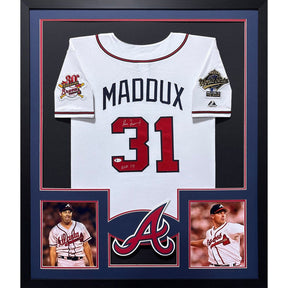 Greg Maddux Framed Signed Jersey Beckett Autographed Atlanta Braves Patches