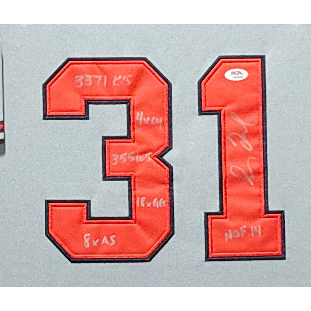 Greg Maddux Framed Signed Grey Jersey Beckett Autographed Braves Inscriptions
