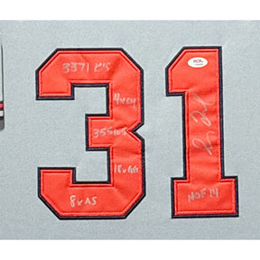 Greg Maddux Framed Signed Grey Jersey Beckett Autographed Braves Inscriptions