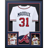 Greg Maddux Framed Signed White Jersey Beckett Autographed Atlanta Braves