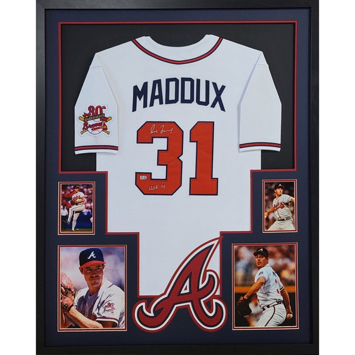 Greg Maddux Framed Signed White Jersey MLB COA Autographed Atlanta Braves