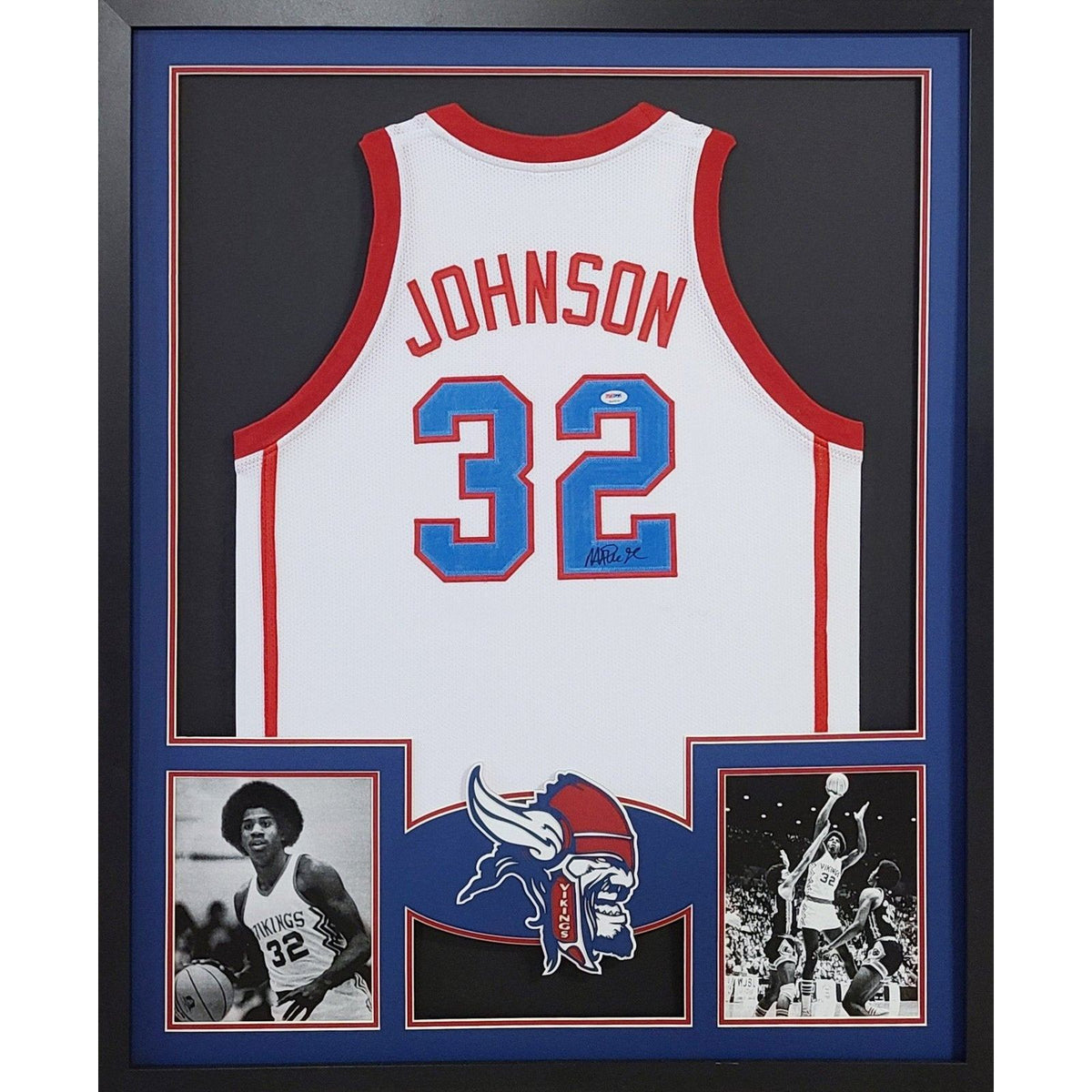 Magic Johnson Framed Jersey PSA/DNA Autographed Signed Everett Vikings HS