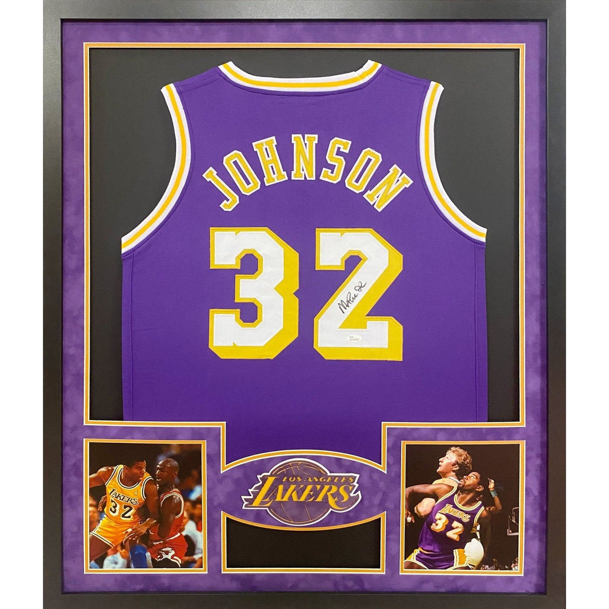 Magic Johnson Framed Signed Jersey JSA Autographed L.A. LA Lakers PB