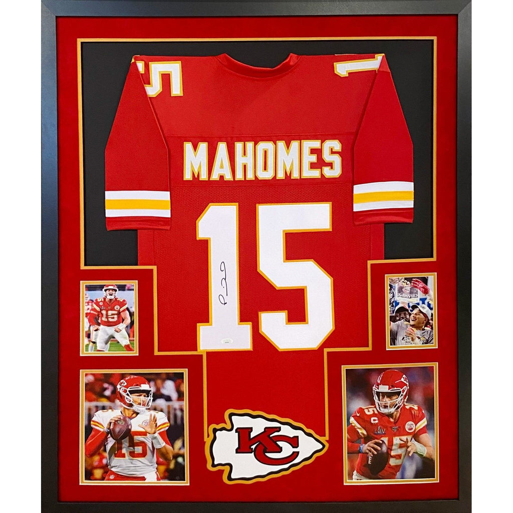 Patrick Mahomes Autographed Framed Red Chiefs Jersey – Super Sports Center