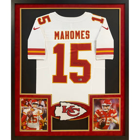 Patrick Mahomes Framed Signed White Jersey Autographed Beckett KC Chiefs