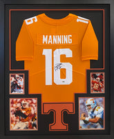 Peyton Manning Framed Signed Jersey Fanatics Tennessee Autographed Black Matt