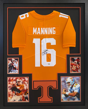 Peyton Manning Framed Signed Jersey Fanatics Tennessee Autographed Black Matt