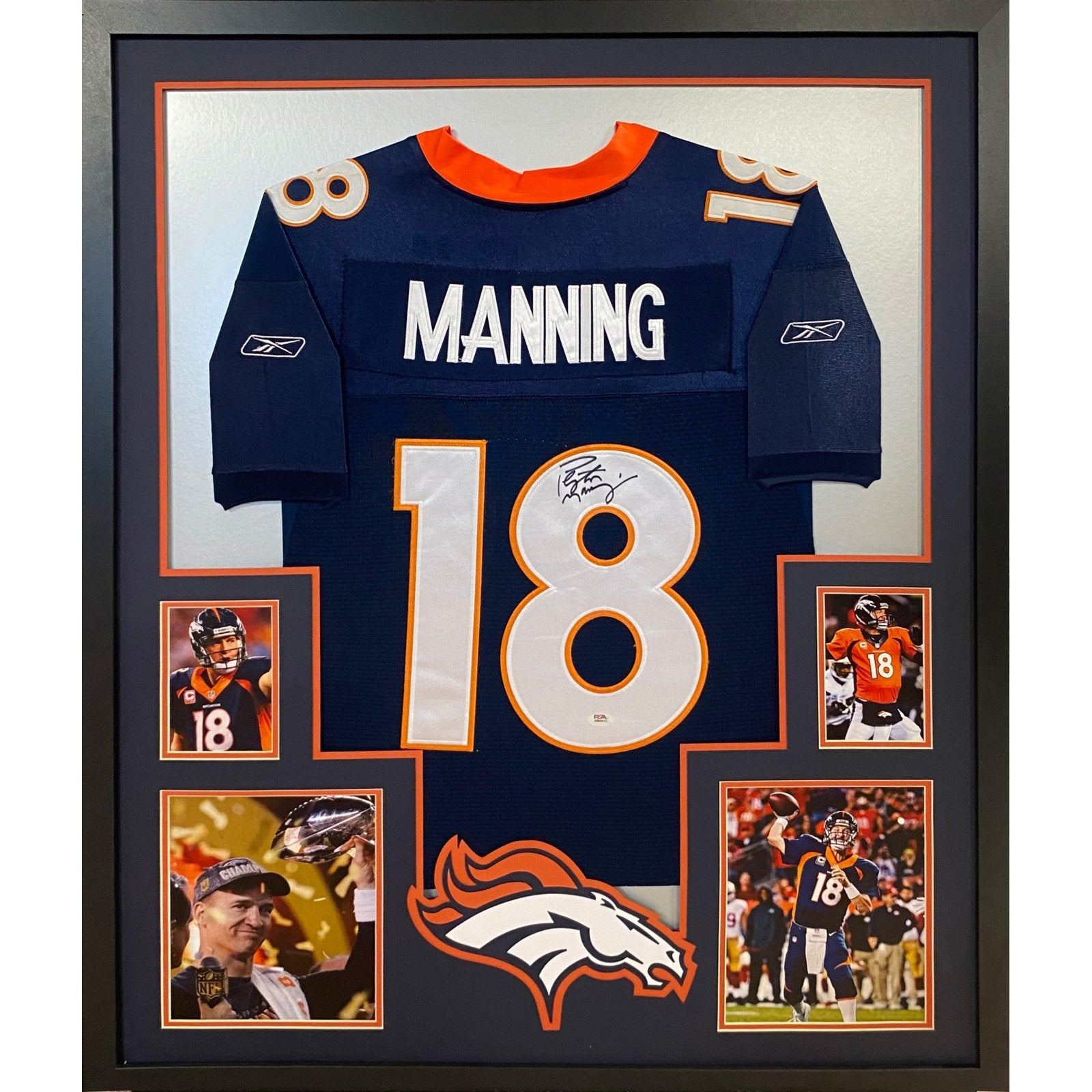 Peyton Manning Framed Signed Blue Jersey PSA/DNA Denver Broncos Autographed