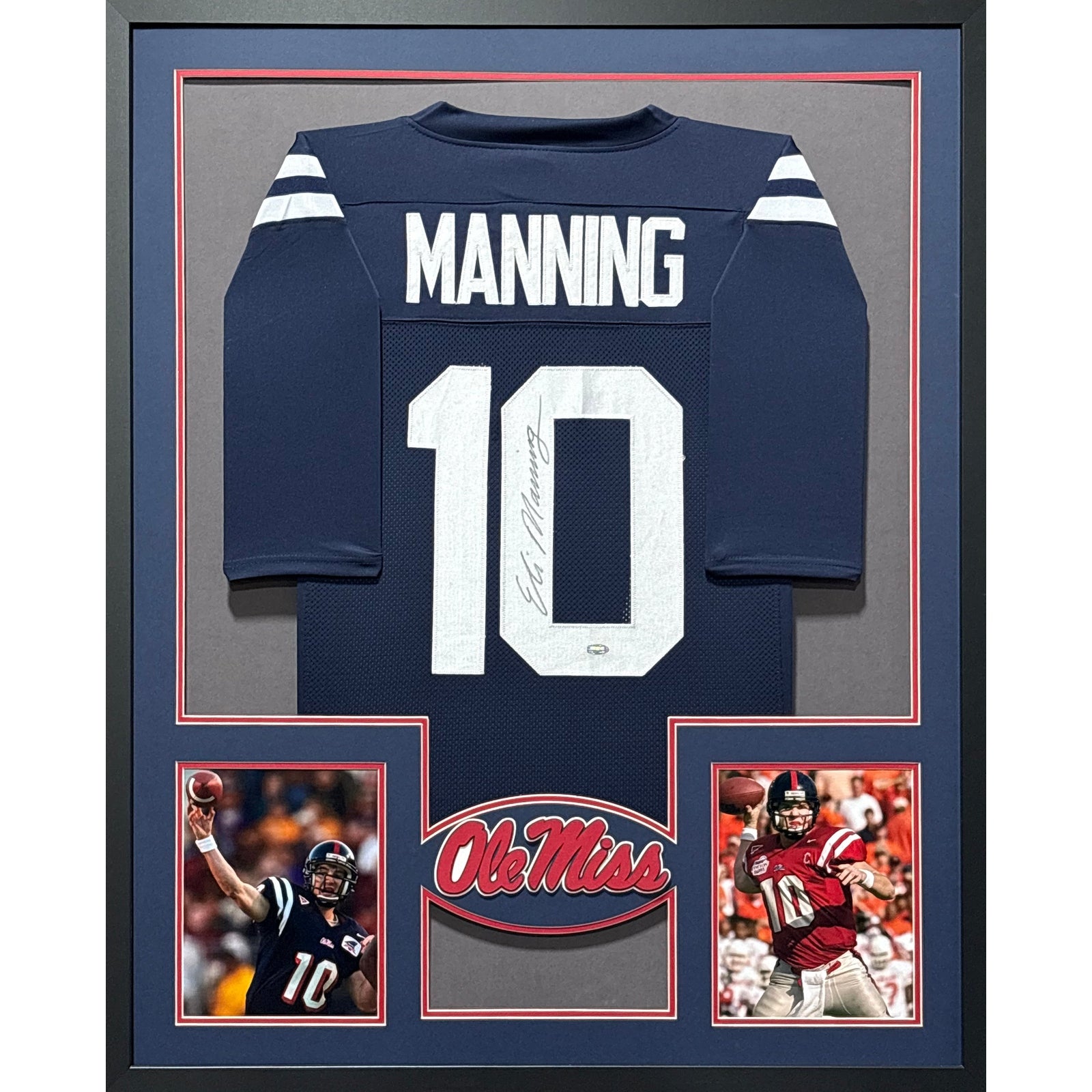 Eli Manning Framed Signed Steiner Navy Jersey Autographed Ole Miss