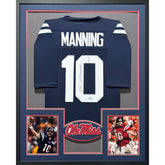 Eli Manning Framed Signed Steiner Navy Jersey Autographed Ole Miss
