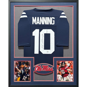 Eli Manning Framed Signed Steiner Navy Jersey Autographed Ole Miss