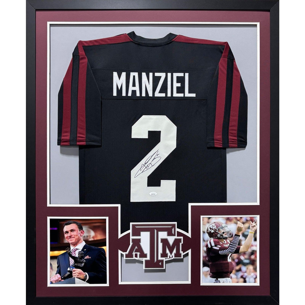 Johnny Manziel Signed Framed Black Jersey JSA Autographed Texas A&M MM