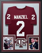Johnny Manziel Signed Framed Jersey JSAutographed Texas A&M NS