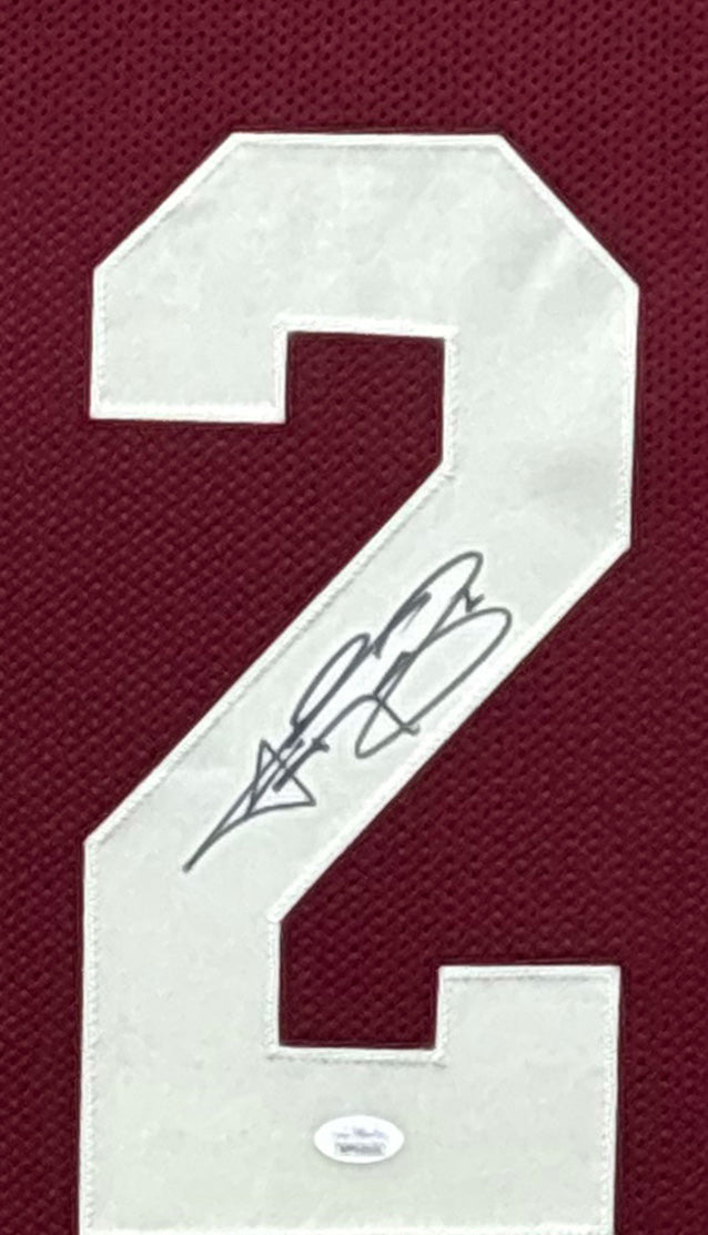 Johnny Manziel Signed Framed Jersey JSA Autographed Texas A&M Stat