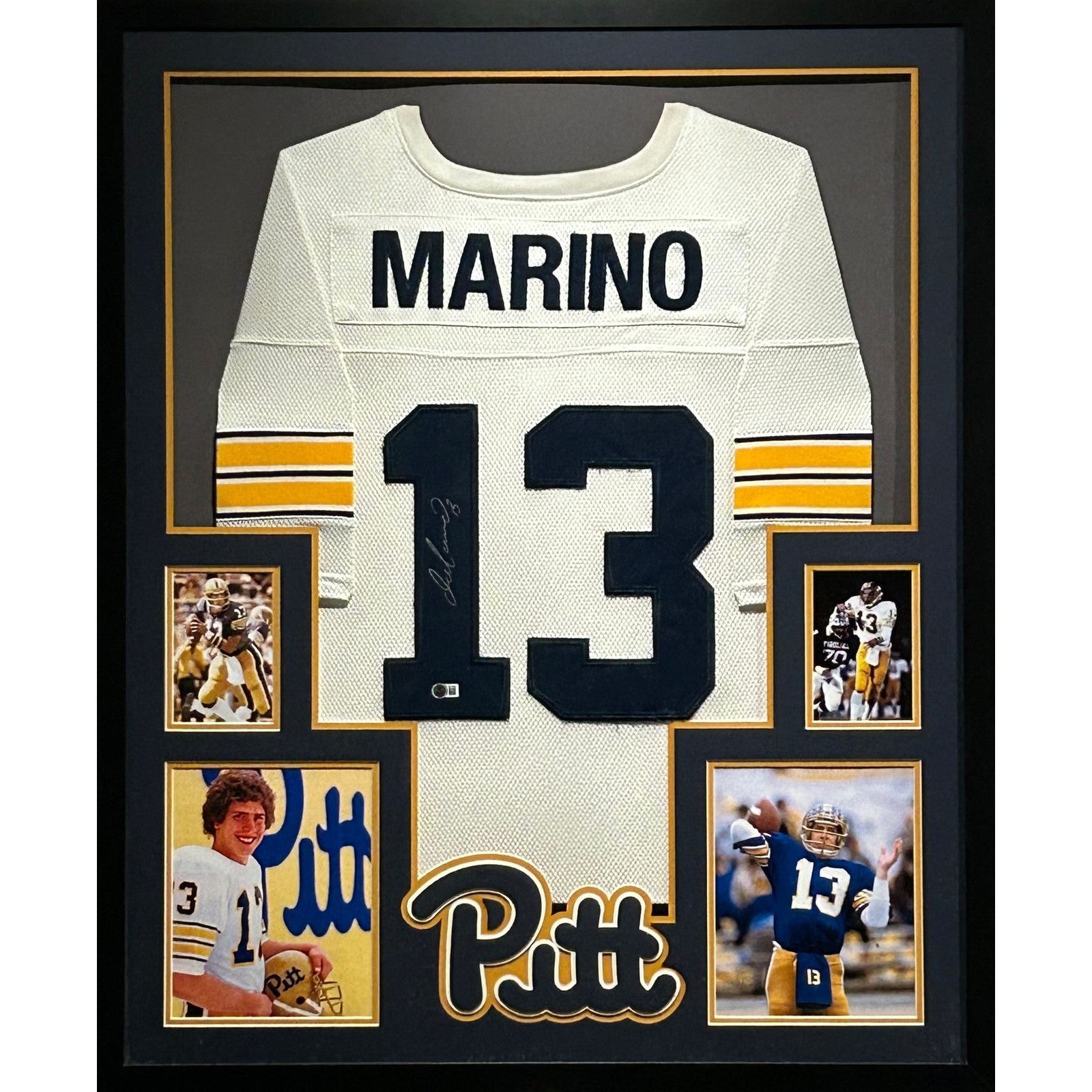 Dan Marino Signed Framed Jersey Beckett Autographed Pitt Panthers Dolphins