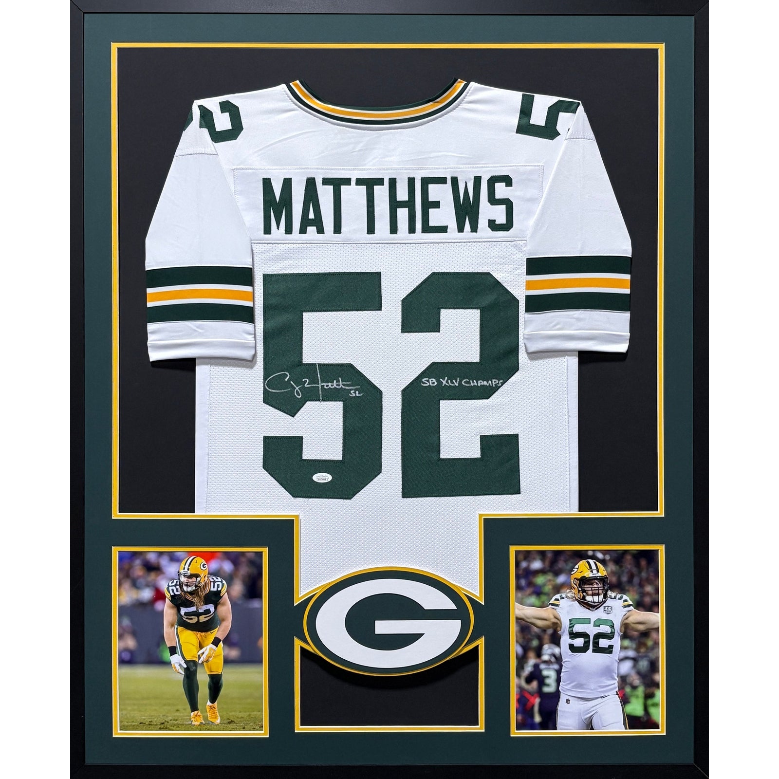 Clay Matthews Framed Signed White Jersey JSA Autographed Packers