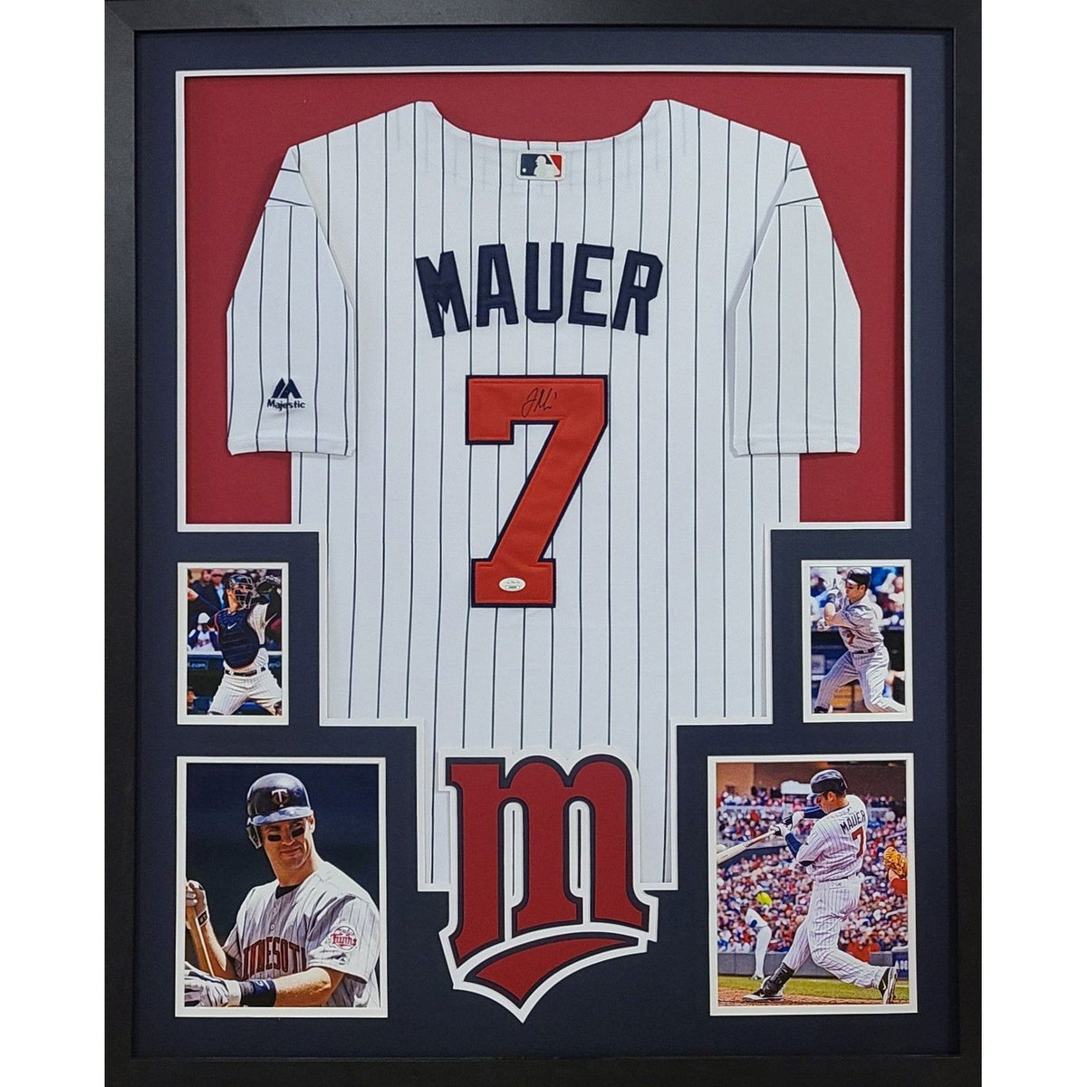 Joe Mauer Framed Signed Jersey JSA Minnesota Twins Autographed