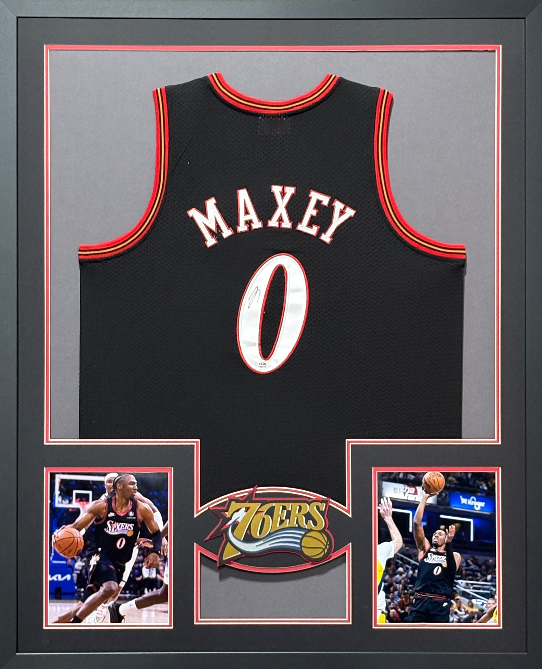 Tyrese Maxey Signed Framed Jersey PSA/DNA Autographed Philadelphia 76ers