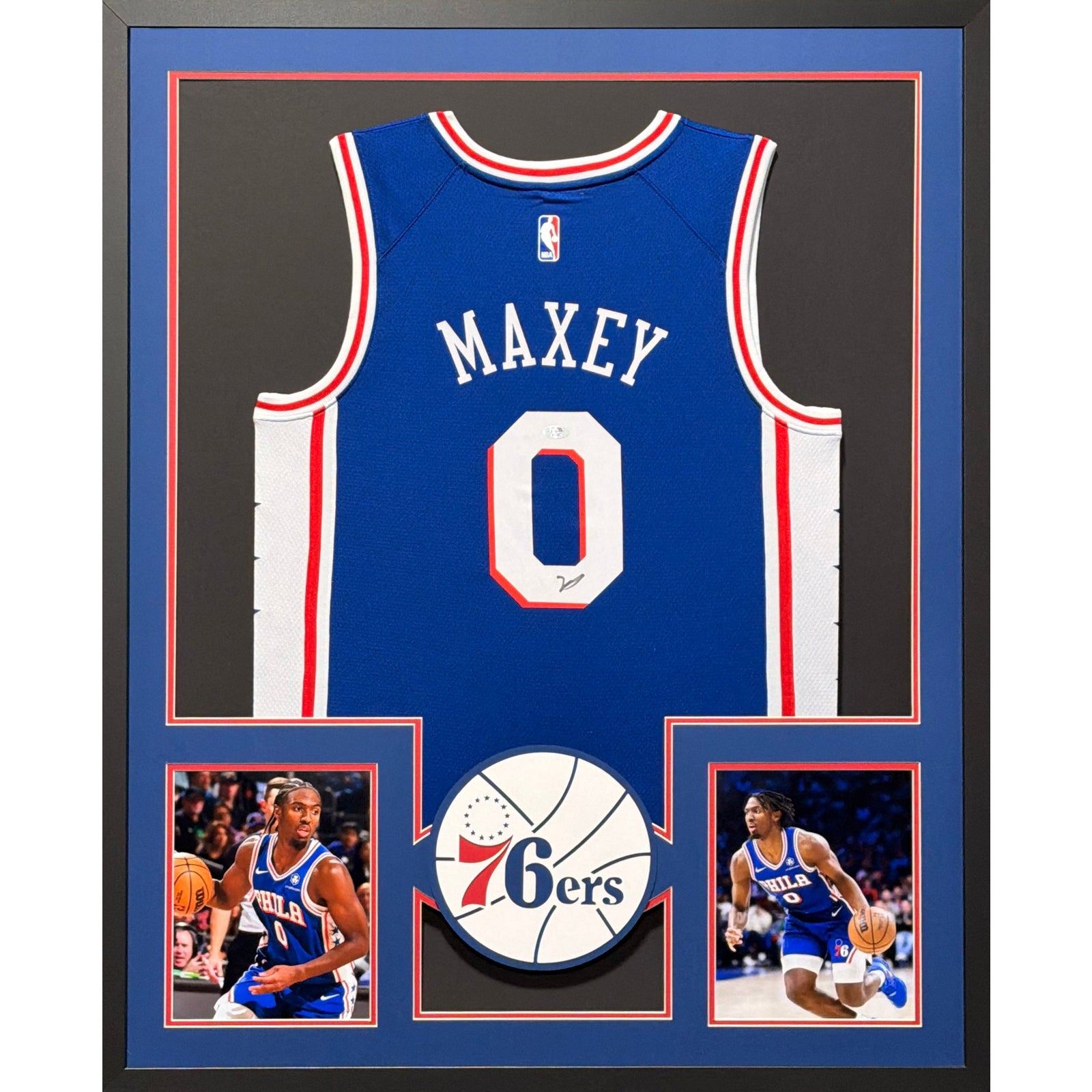 Tyrese Maxey Signed Framed Jersey PSA/DNA Autographed Philadelphia 76ers