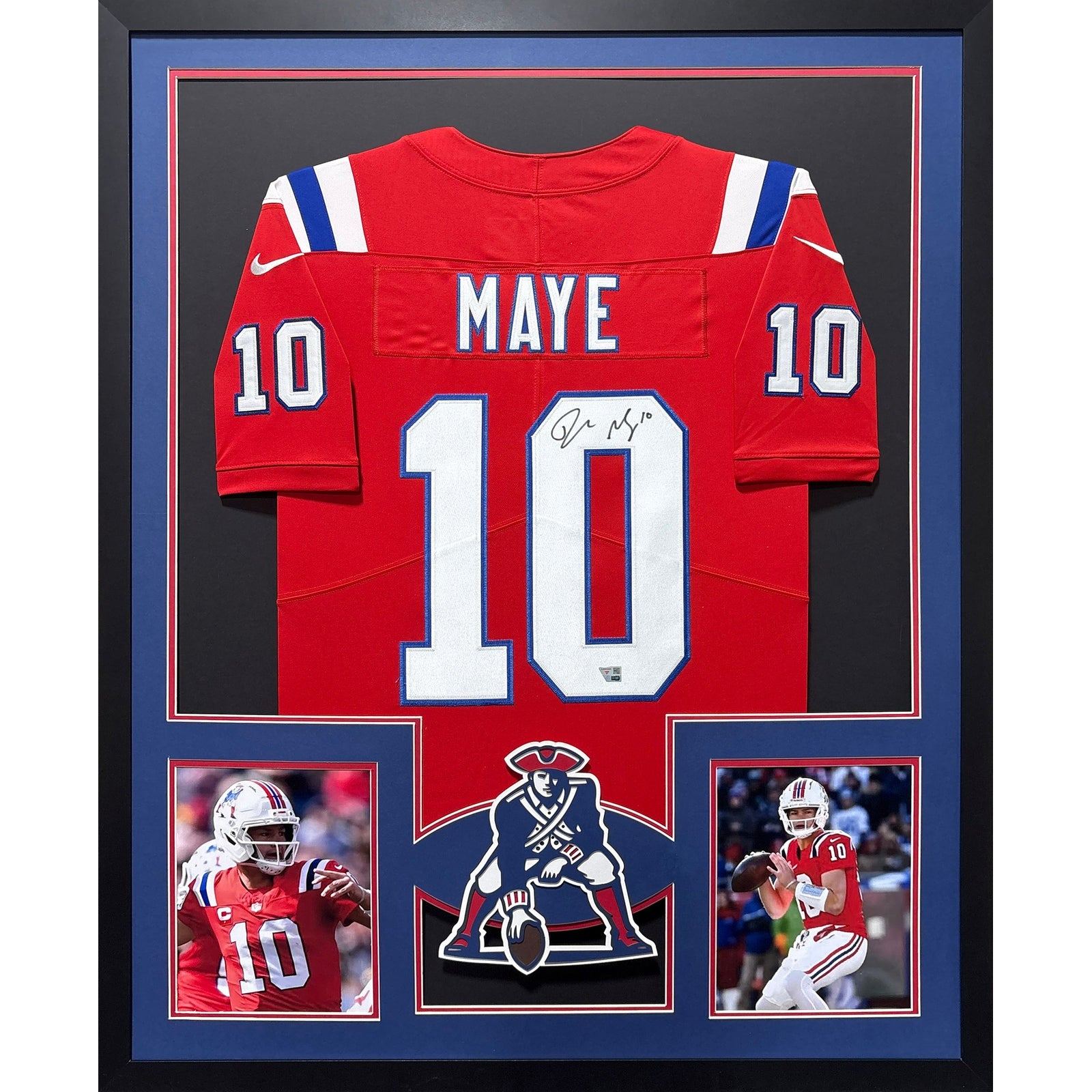 Drake Maye Framed Jersey Fanatics Autographed Signed New England Patriots