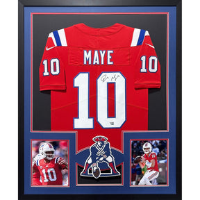 Drake Maye Framed Jersey Fanatics Autographed Signed New England Patriots