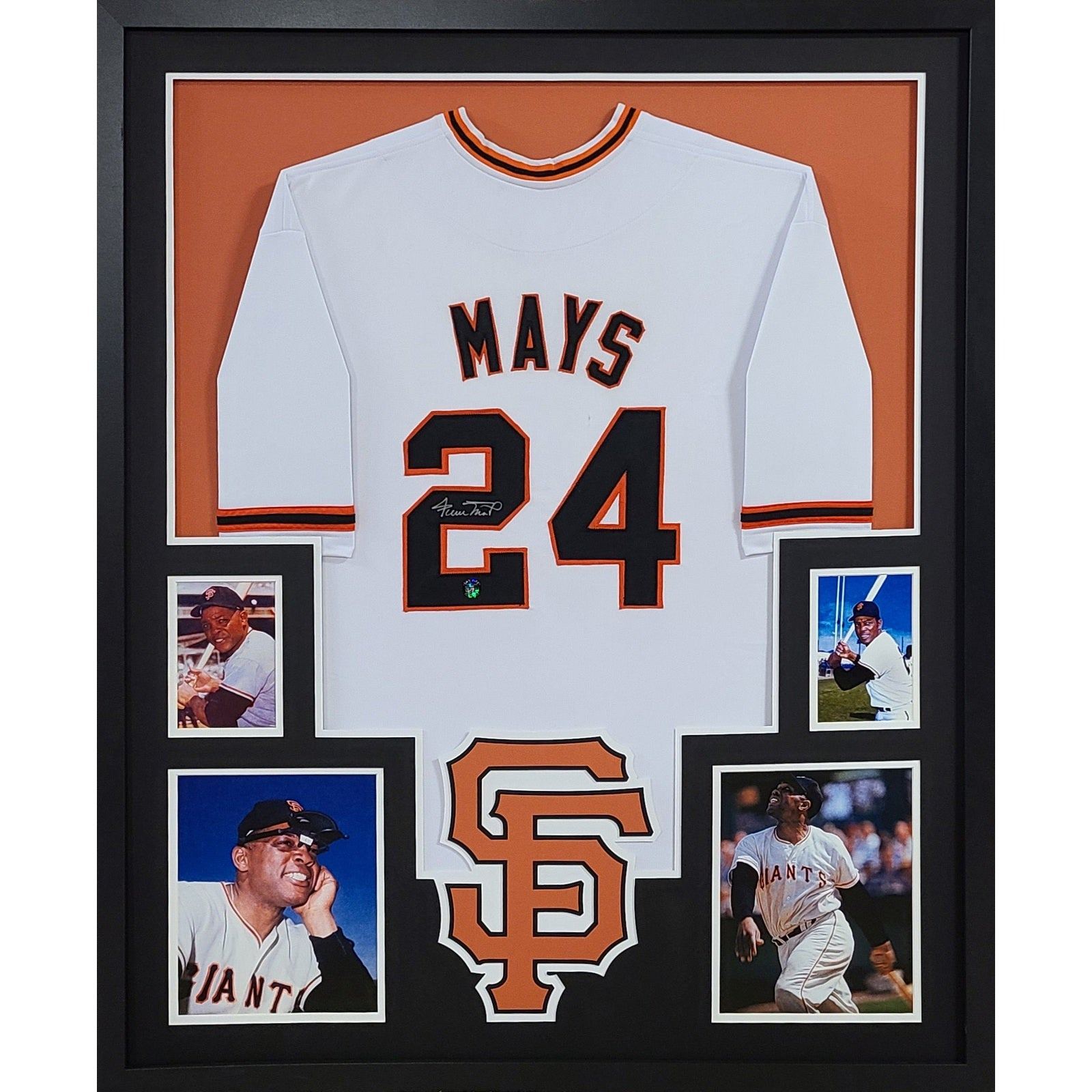 Willie Mays Framed White Jersey Say Hey COA Autographed Signed Giants