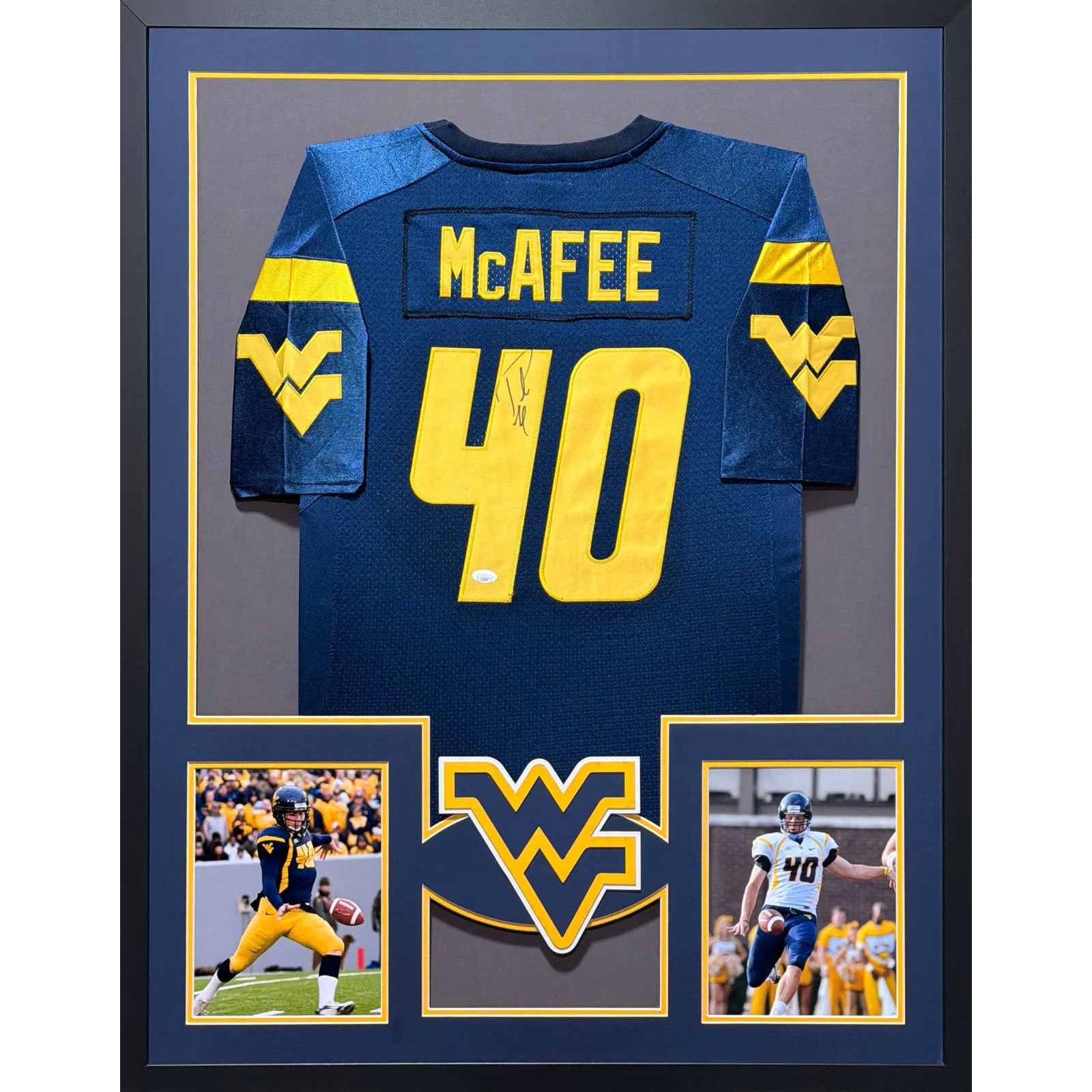Pat McAfee Signed Framed Jersey JSA Autographed West Virginia WVU