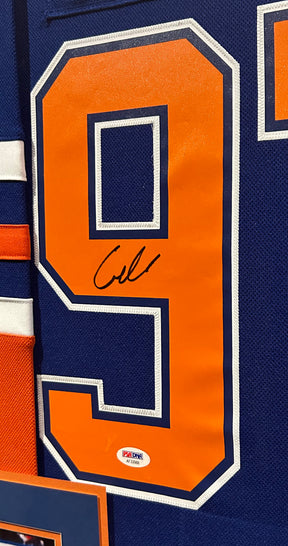 Connor McDavid Framed Jersey PSA/DNA Autographed Signed Edmonton Oilers 4 Pic